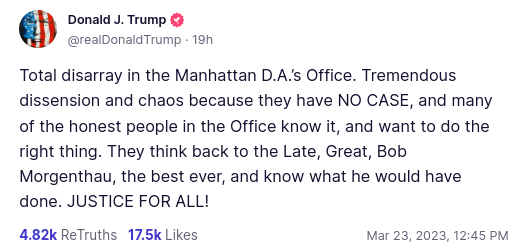 Donald Trump Says MANHATTAN DAS OFFICE