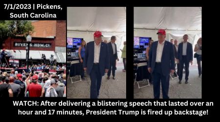 WATCH After delivering a blistering speech that lasted over an hour and 17 minutes, President Trump is fired up backstage!